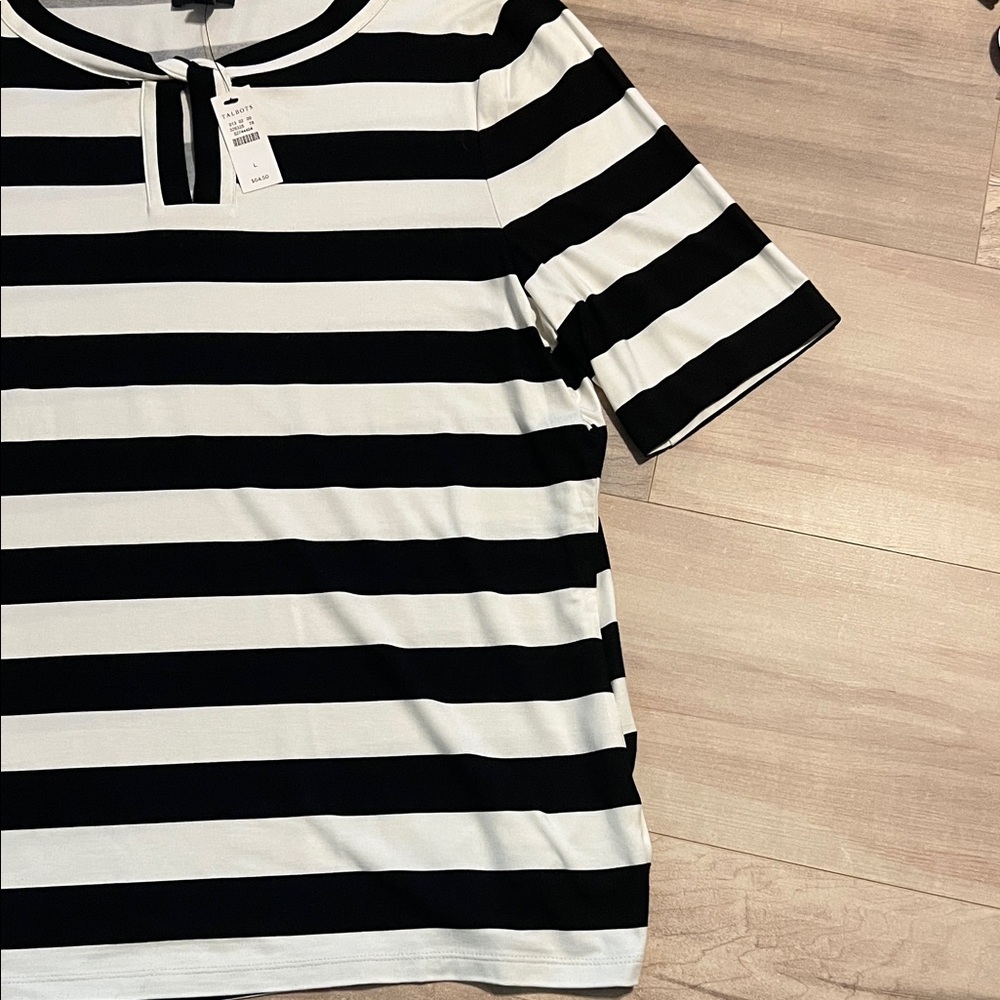 Talbots Black and White Striped Top - Picture 3 of 3
